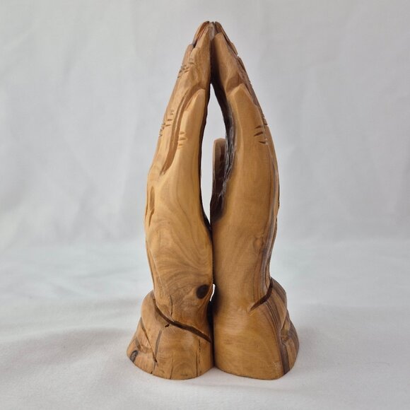 Praying Hands Sculpture Olive Wood Carving Made in Bethlehem - Picture 12 of 16